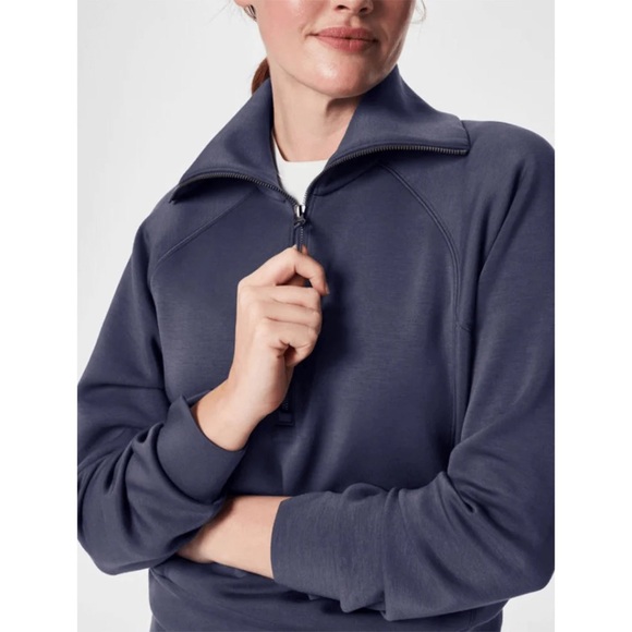 Spanx Air Essentials Half Zip In Dark Storm NWT Size S - Picture 3 of 11